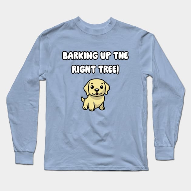 Barking Up The Right Tree: Cute Golden Retriever Long Sleeve T-Shirt by CallamSt